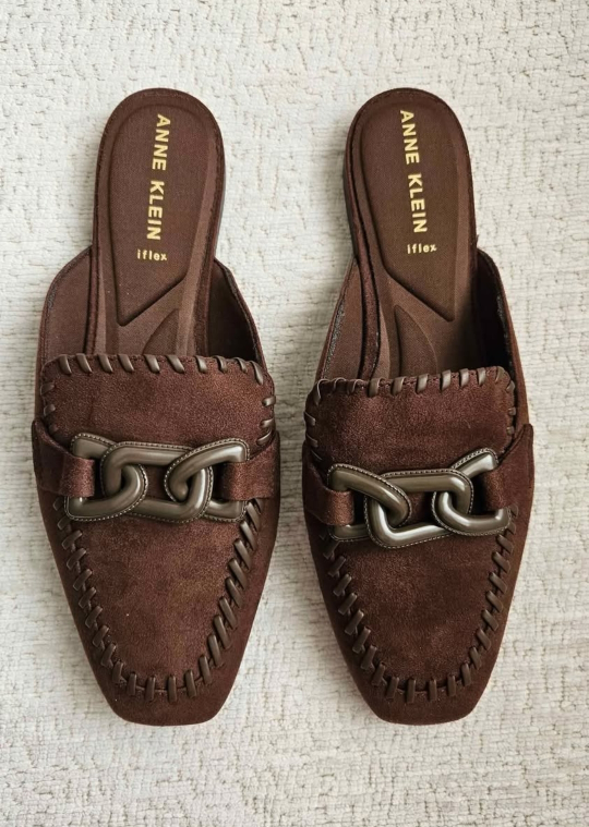 Anne Klein Brown Suede Mules - Size 9