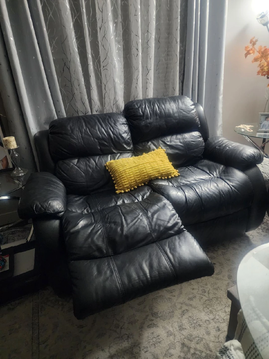 Black Leather Reclining Sofa Set - photo 4