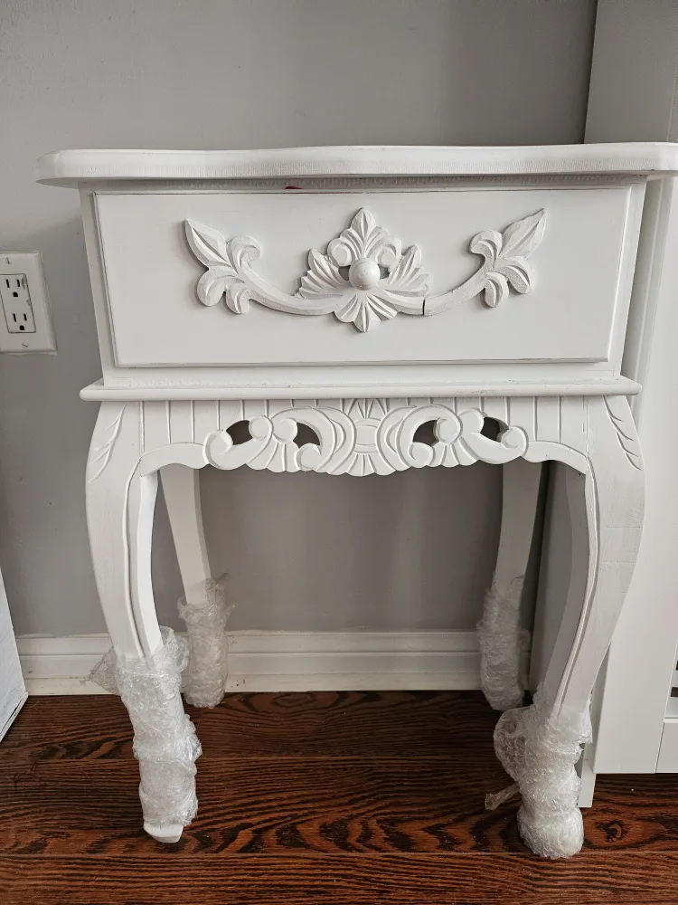 White Ornate Accent Table thumbnail