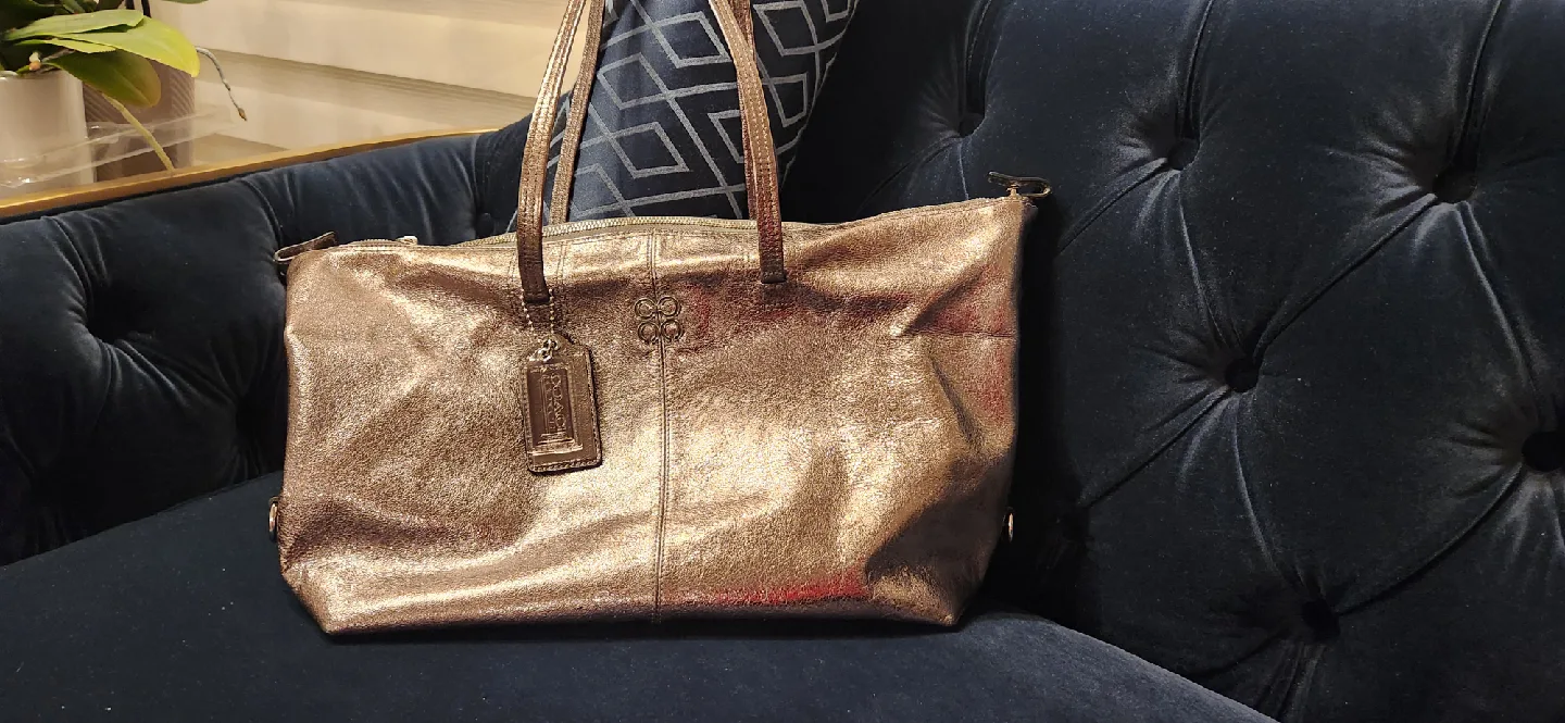 Coach Pop Silver Metallic Bronze Tote Bag
