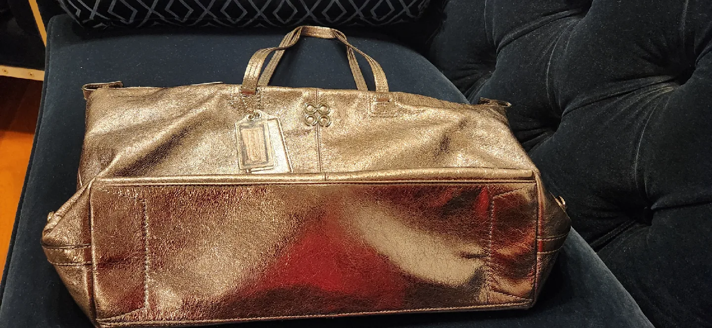 Coach Pop Silver Metallic Bronze Tote Bag image indicator(4)