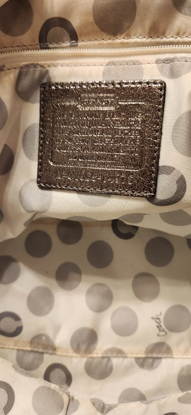 Coach Pop Silver Metallic Bronze Tote Bag image indicator(7)