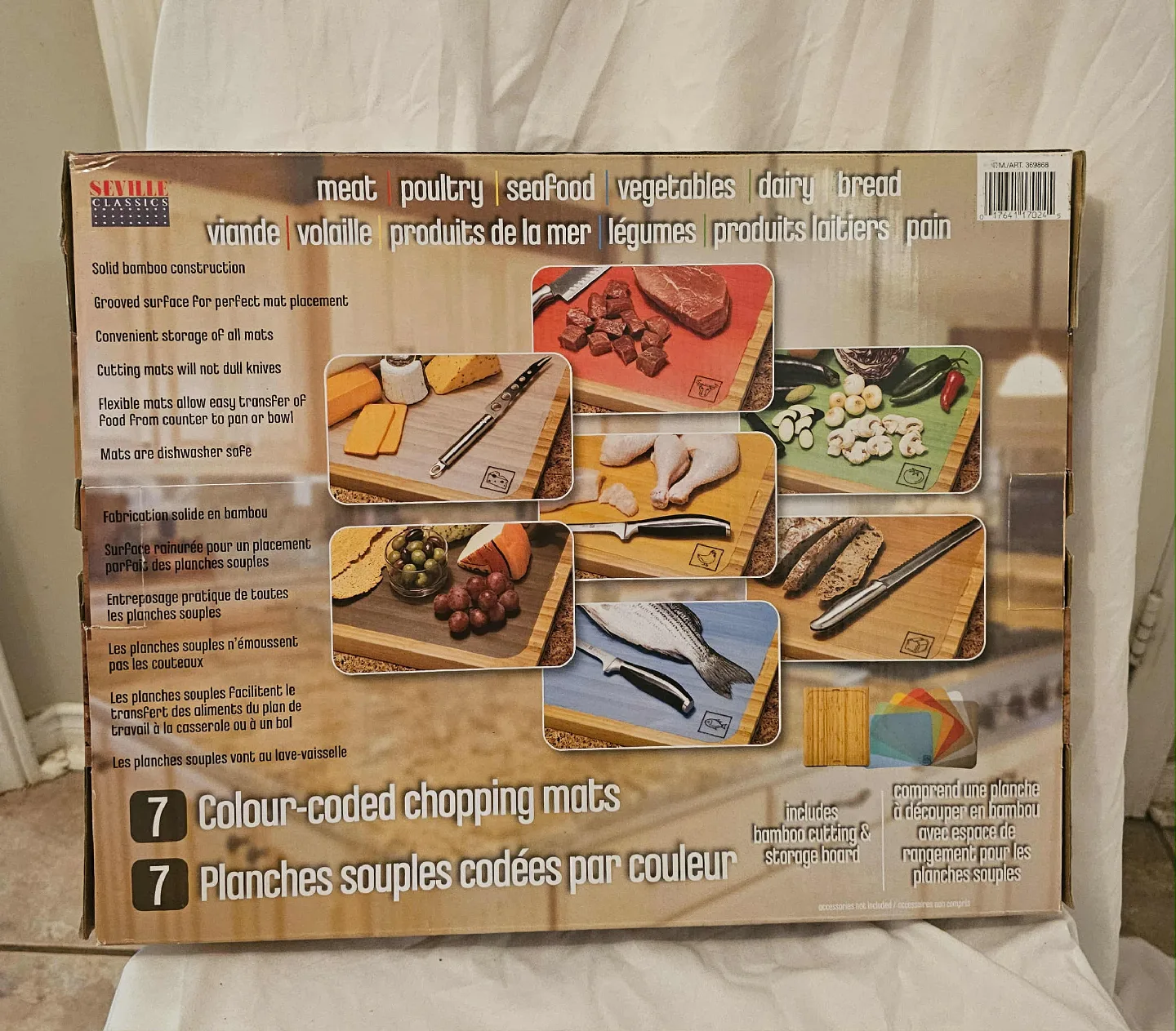 Multi-Coloured Seville Classics 7 Colour-Coded Chopping Mats image indicator(2)