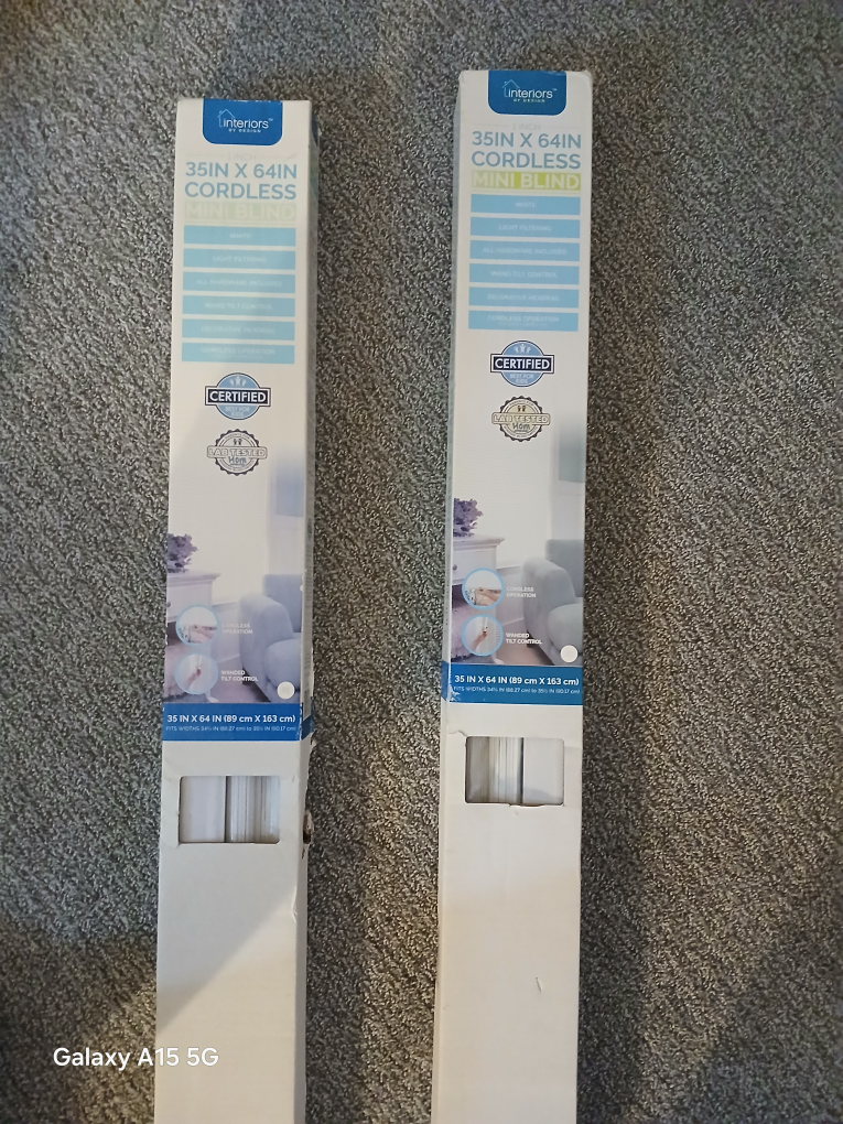 interiors Cordless Mini Blind 35x64 White NEW