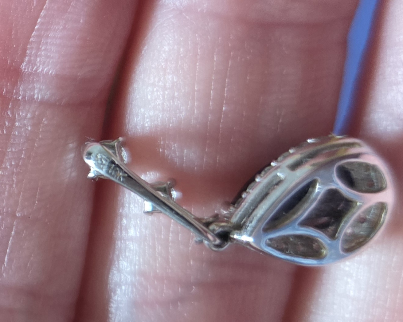 10K White Gold Blue Sapphire and Diamond Pendant - photo 5