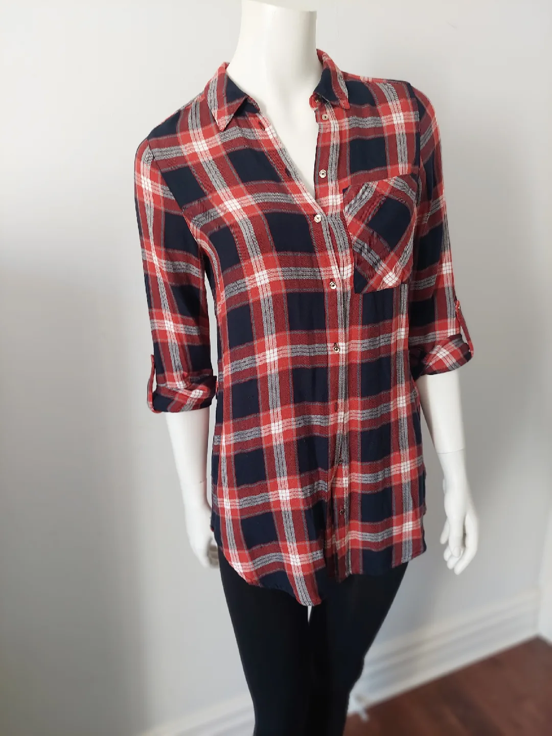 Dynamite Plaid Shirt Dress - Size XS image indicator(6)