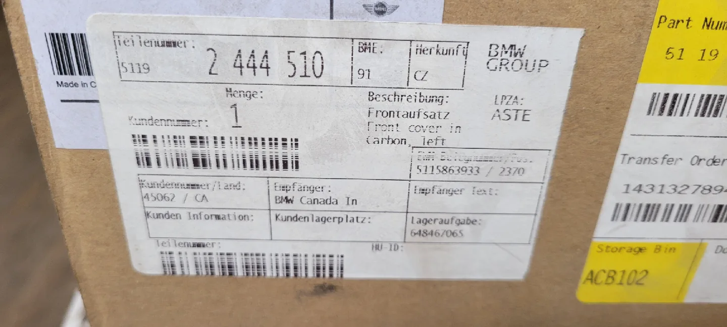 BMW 2010 m3 Front Cover in Carbon, Left - New in Box! image indicator(2)