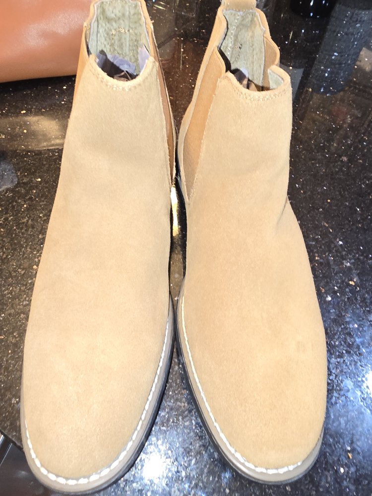 Tan Suede Chelsea Boots, Size 8
