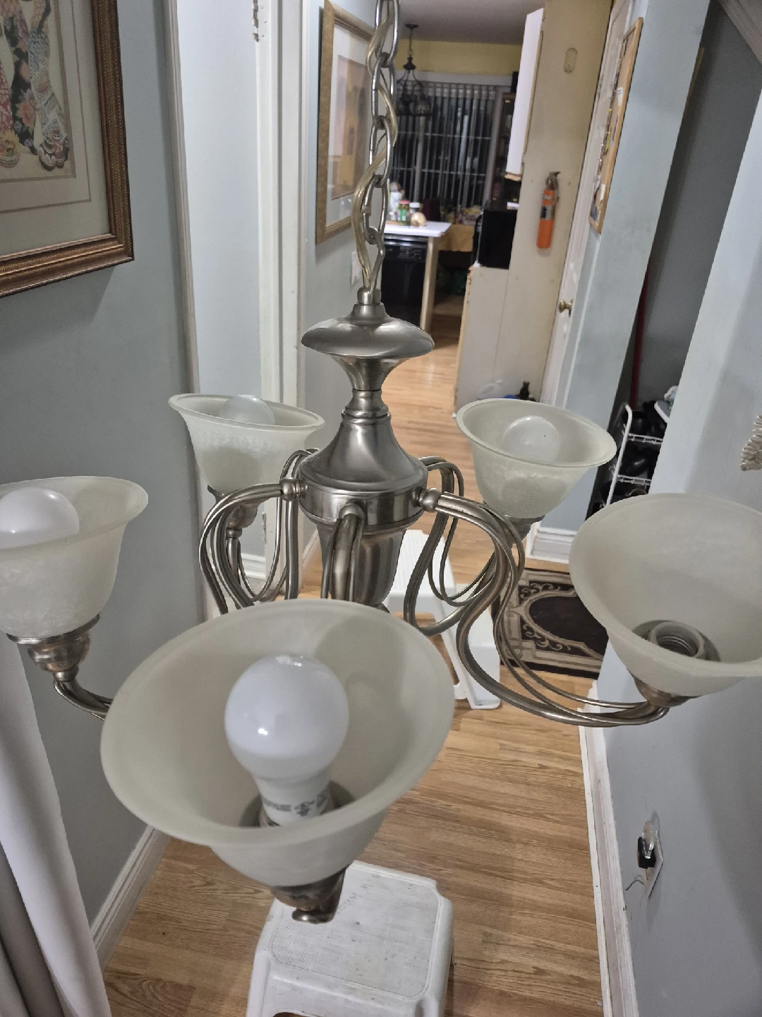 Chandelier with 5 frosted glass shades - photo 2