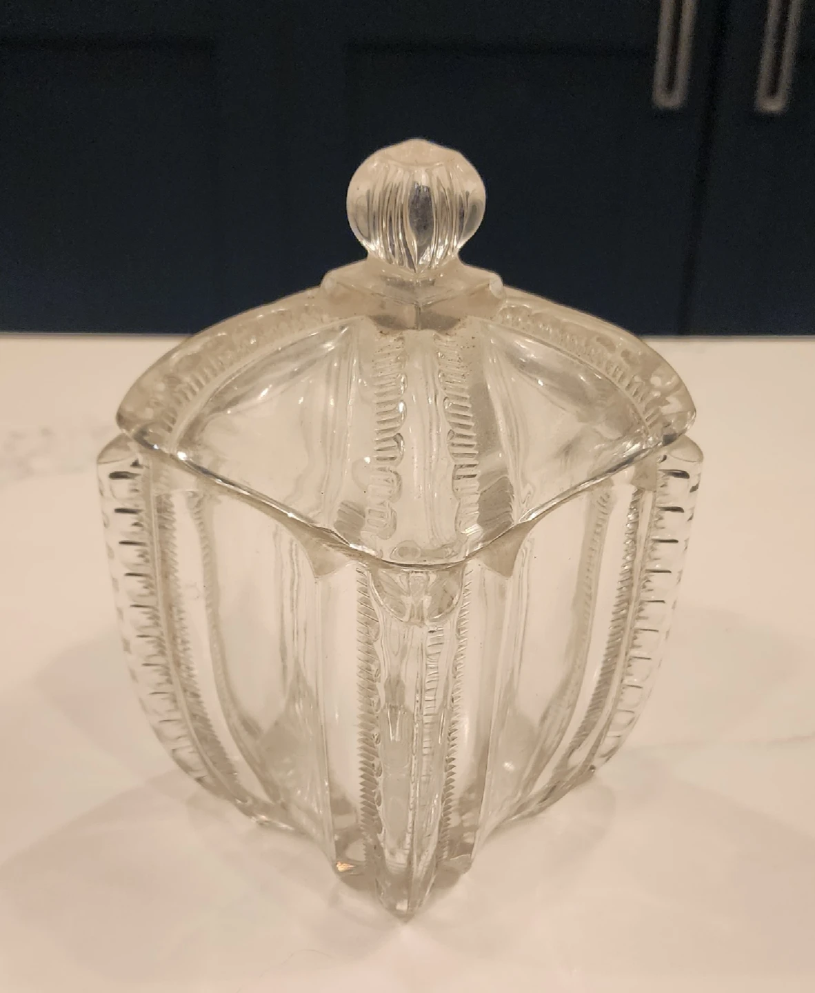 Vintage Clear Glass Lidded Candy Dish