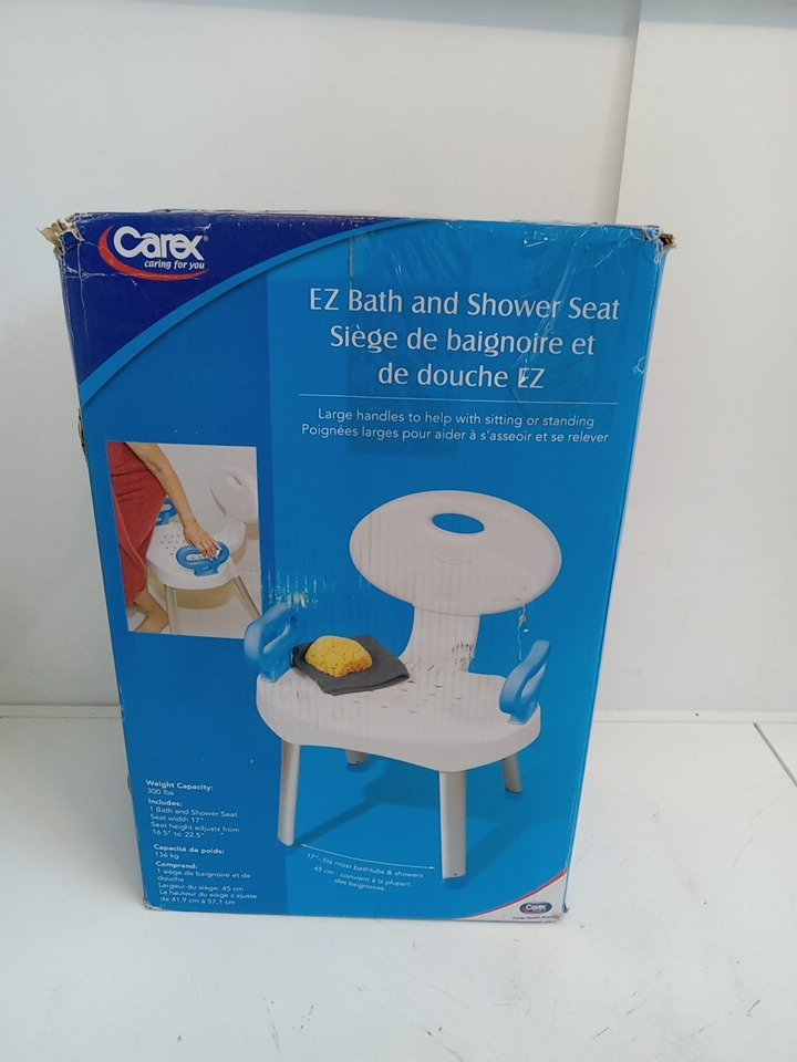 Carex ez Bath And Shower Seat With Handles - 16.5" - blue/white - photo 2