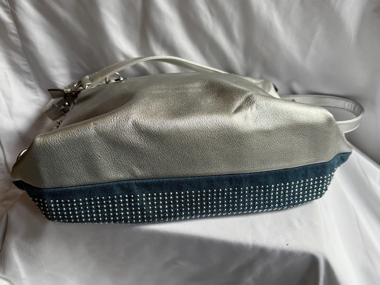 Silver & Blue Studded Shoulder Bag with Wallet image indicator(4)