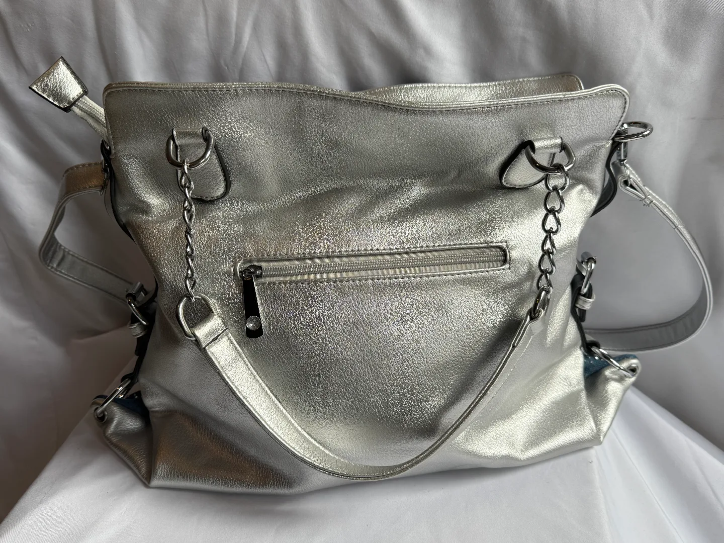 Silver & Blue Studded Shoulder Bag with Wallet image indicator(5)