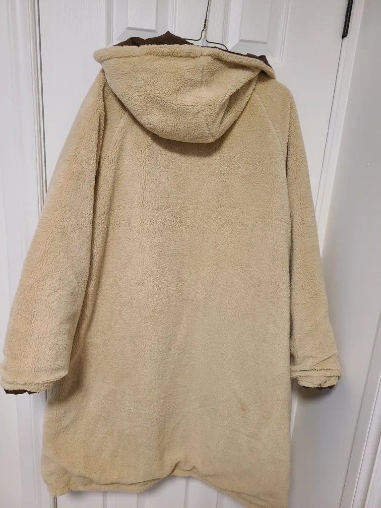 Reversible Sherpa & Puffer Coat - Brown & Beige image indicator(4)