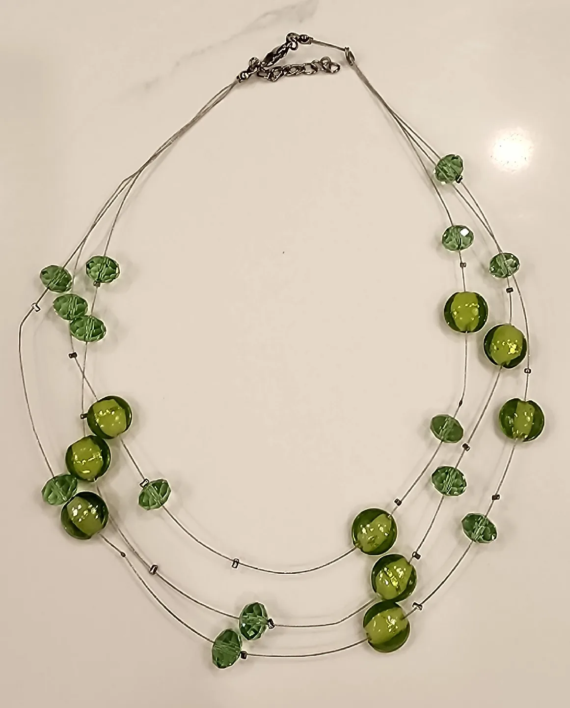Vintage Green Beaded Necklace thumbnail