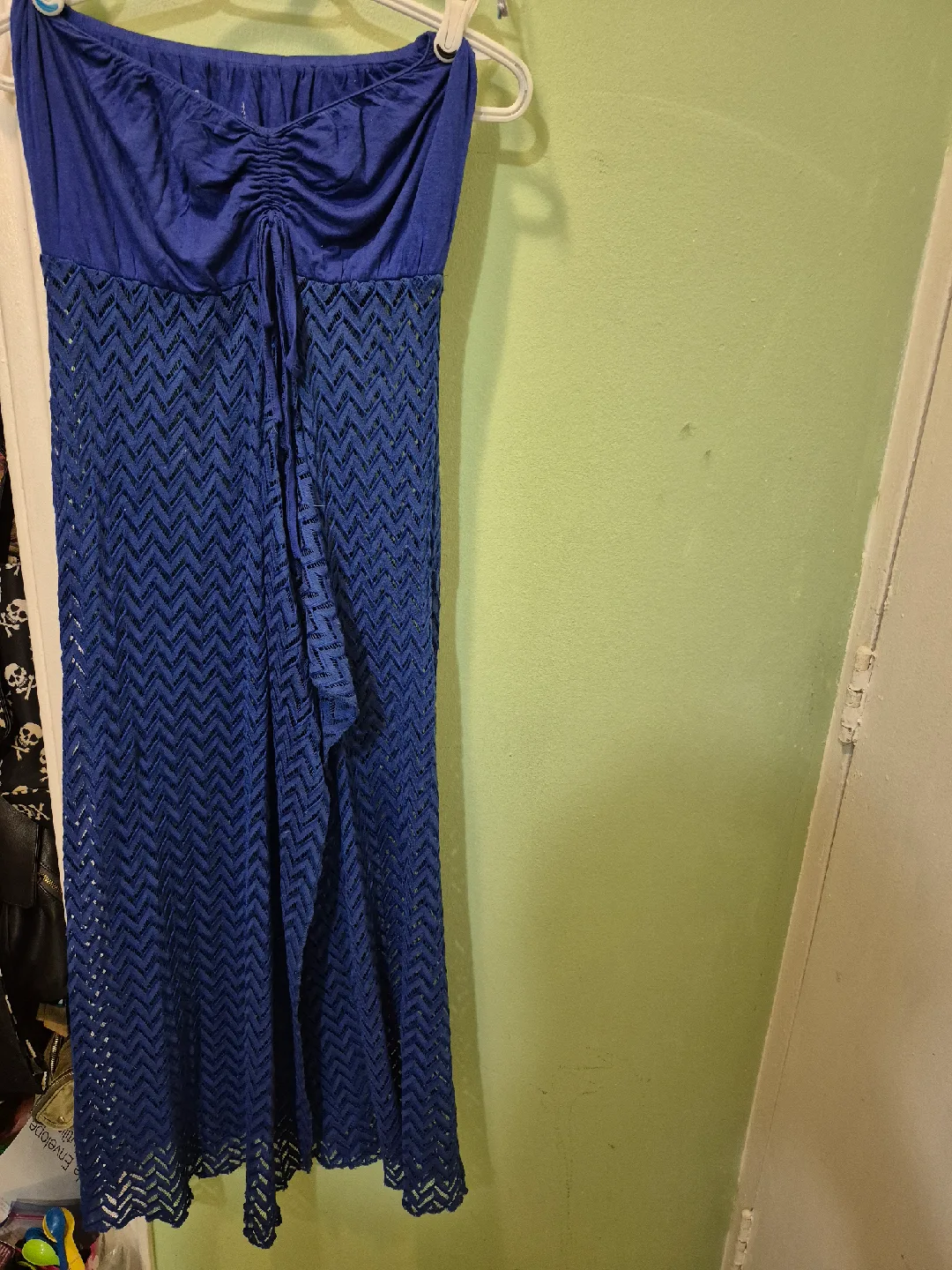 XL- Blue Strapless Dress- swimsuit cover up