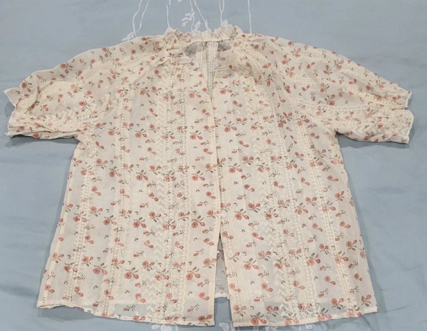 Floral Print Blouse with Lace Detail thumbnail