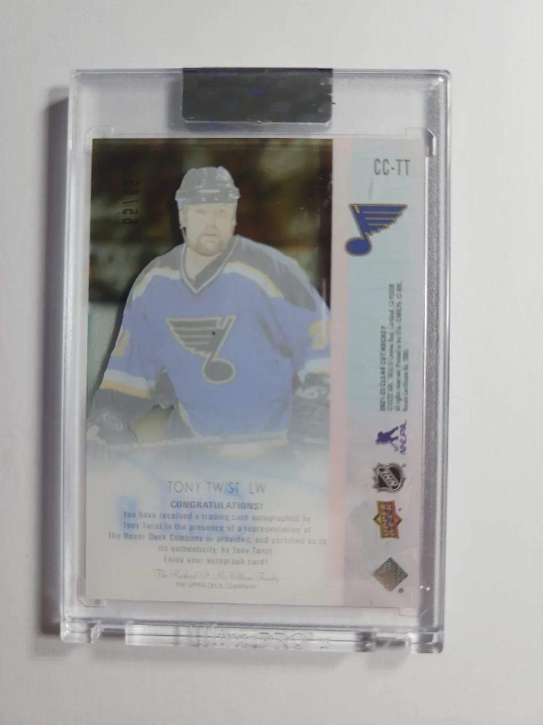 Tony Twist Autographed Upper Deck Hockey Card image indicator(2)