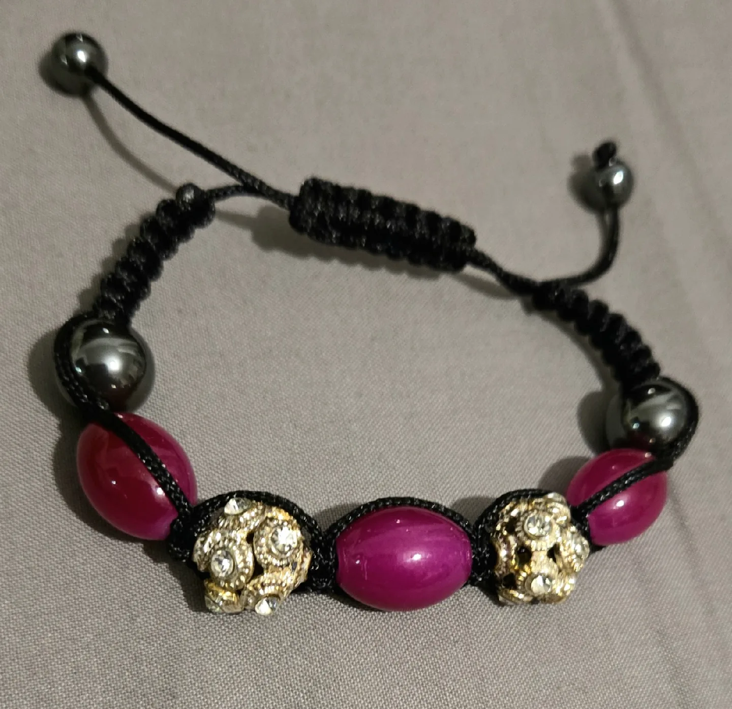 NEW Beaded Bracelet - Pink, Silver and Black image indicator(2)
