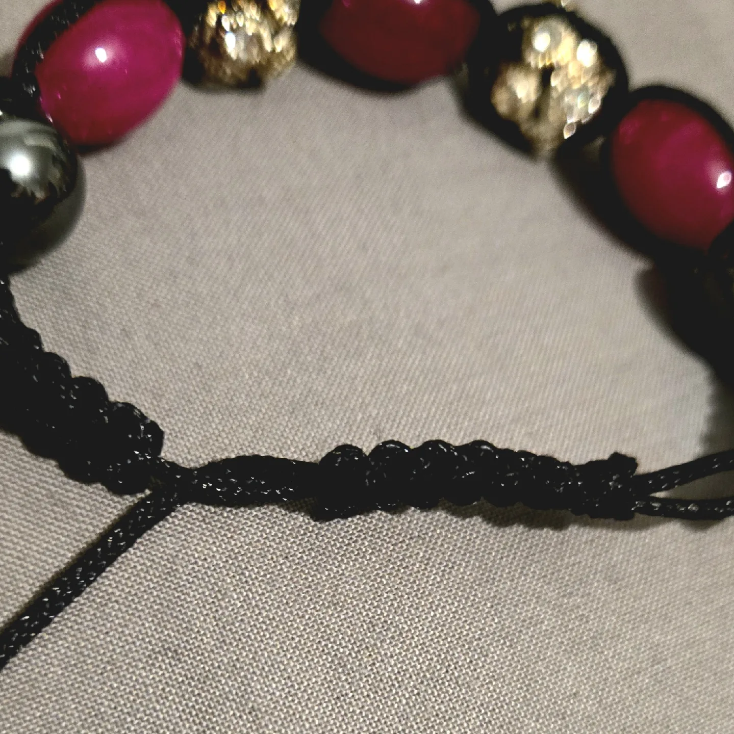 NEW Beaded Bracelet - Pink, Silver and Black image indicator(3)