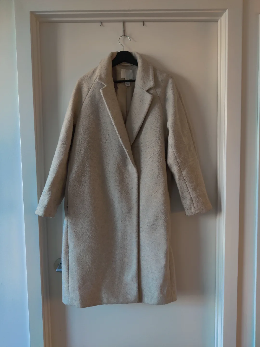 H&M Beige Wool Blend Coat - Size S image indicator(4)