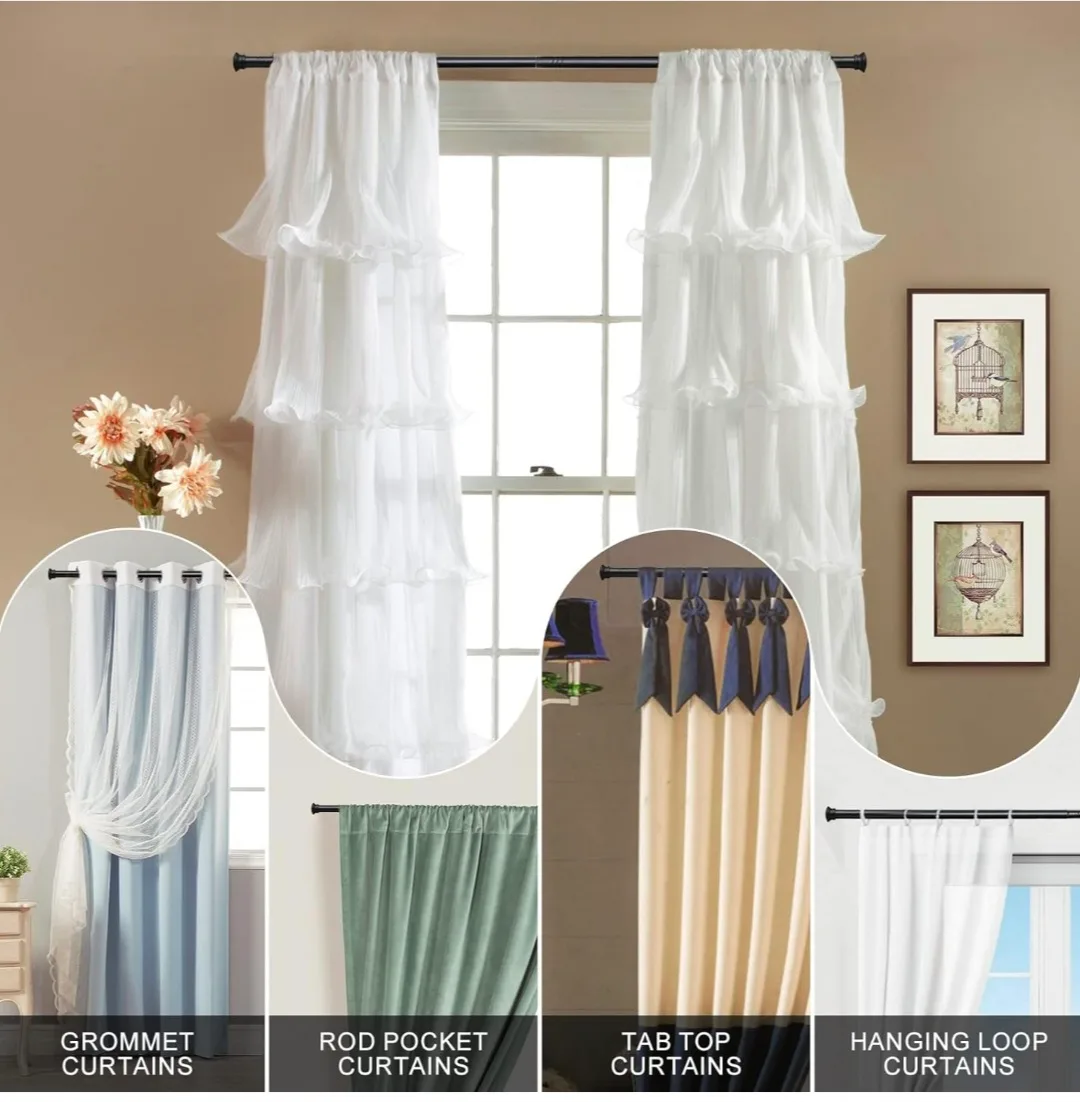 Black Curtain Rod  23"-66", 5/8" Diameter image indicator(7)