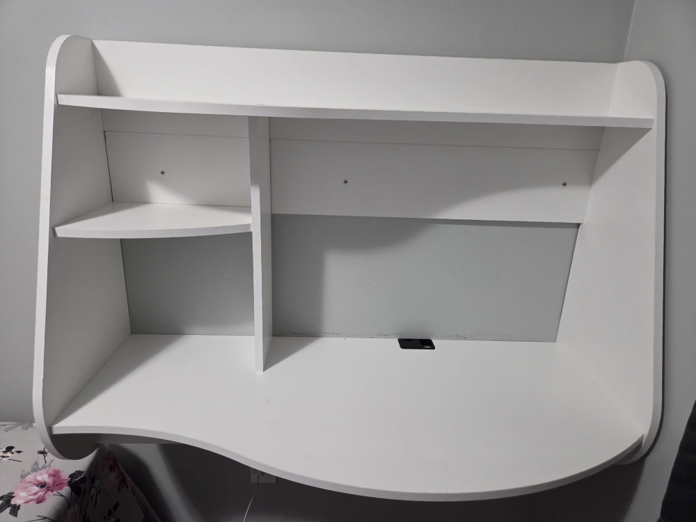 White Wall Mounted Desk with Shelves
