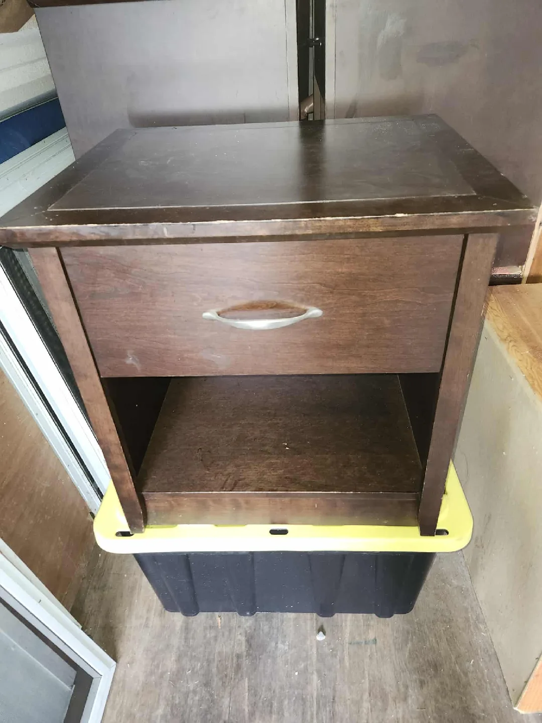 Brown Wood Nightstand with Drawer image indicator(2)