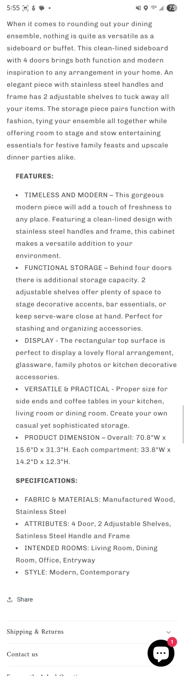 Nookhaven Daryl Sideboard/Buffet image indicator(3)