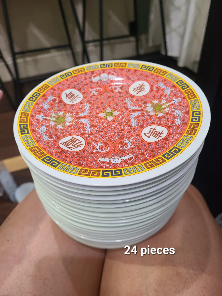 Set of Plates with Asian-Inspired Design image indicator(2)