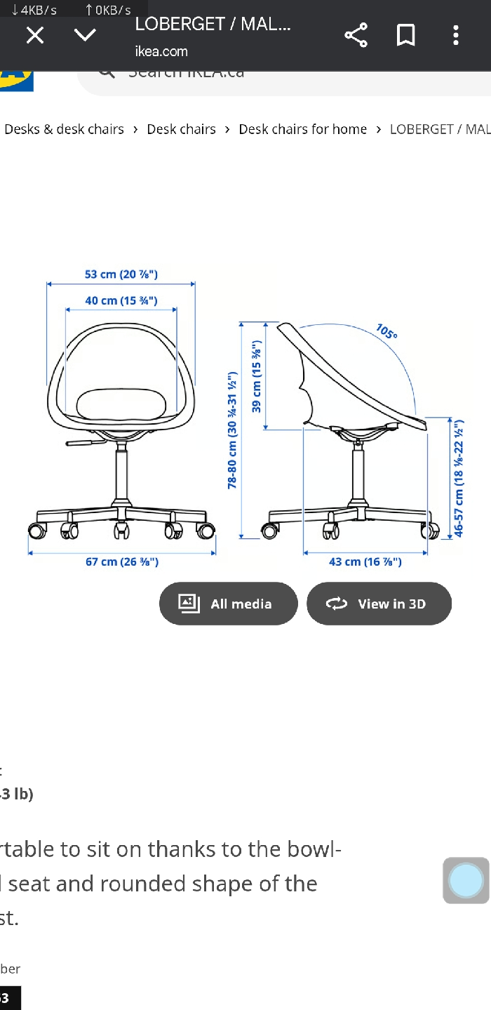 IKEA LOBERGET / MALSKÄR White Desk Chair - photo 2