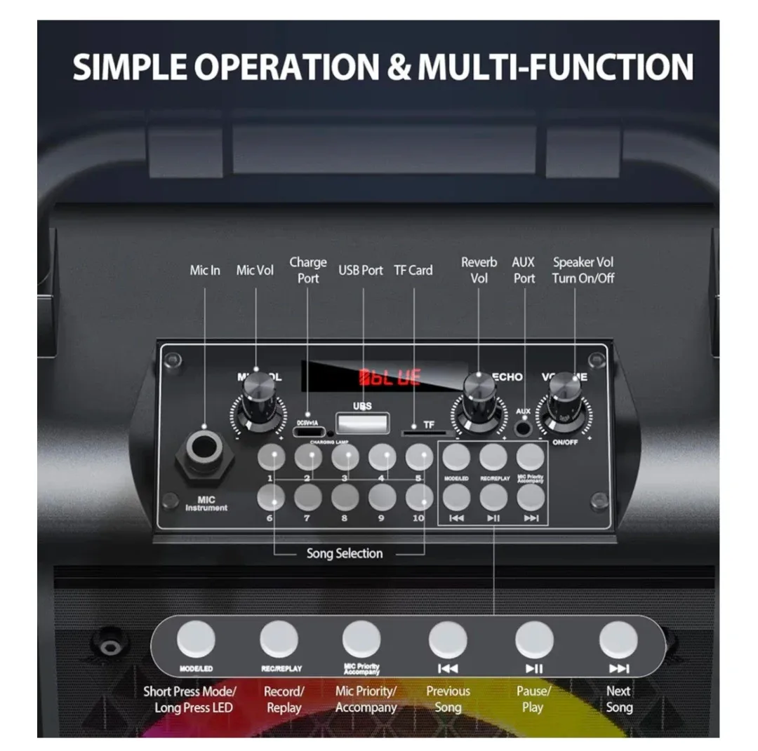 BRAND NEW SEALSD - Karaoke Machine with 2 Wireless Microphones image indicator(3)