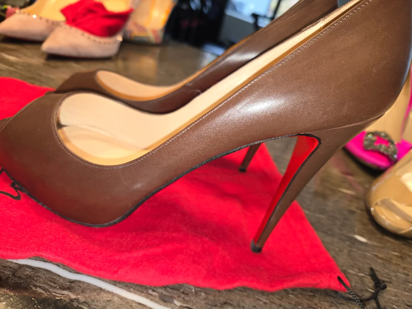Christian Louboutin Brown Leather Heels, Size 41 image indicator(3)