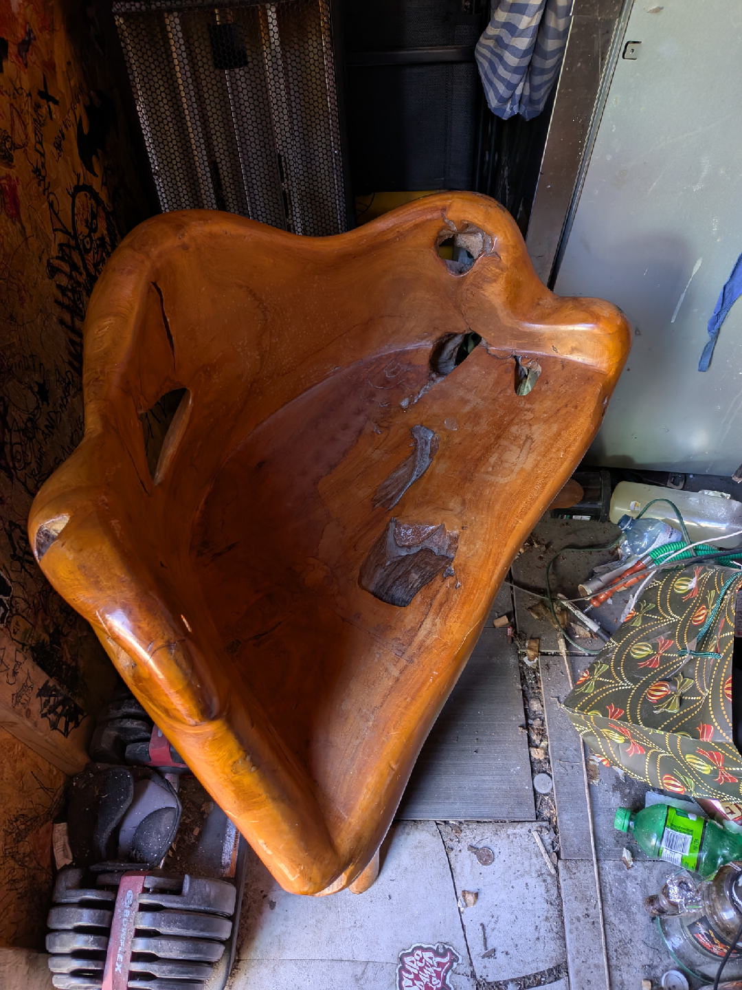 live edge teak chair