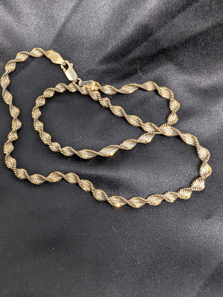 925 Silver Gold Tone Twist Chain Necklace