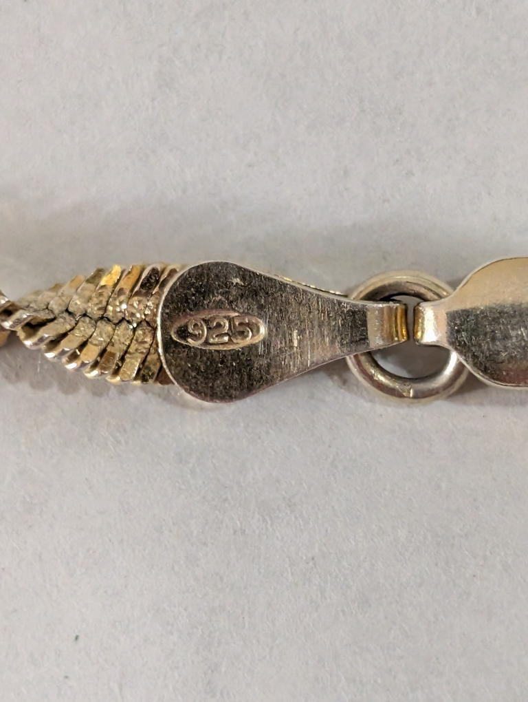 925 Silver Gold Tone Twist Chain Necklace - photo 5