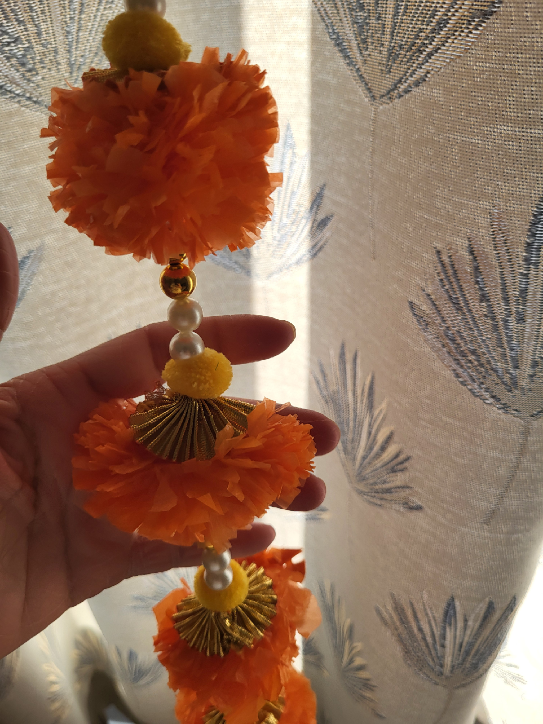 Orange Artificial Marigold Garland - photo 2