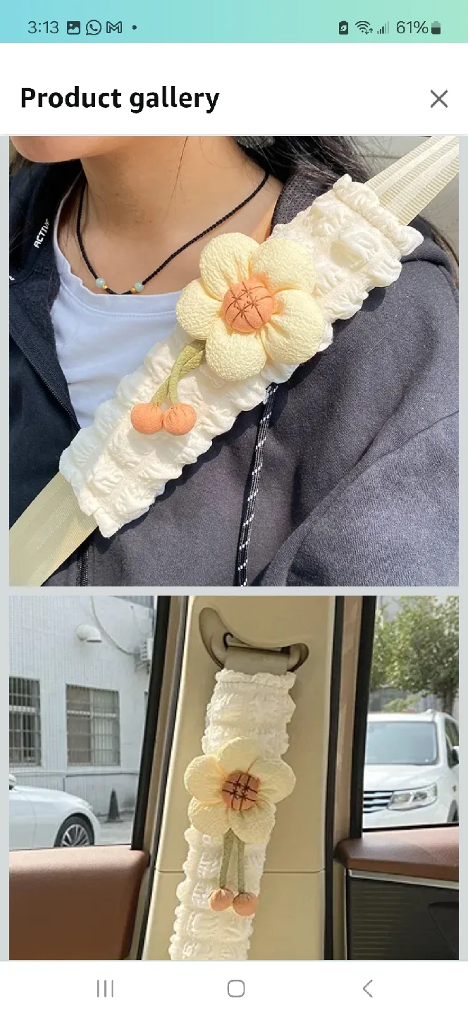 Lovely Flower Car Seat Belt Cover - White image indicator(7)