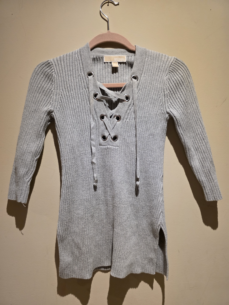 Michael Kors Grey Lace-Up Sweater
