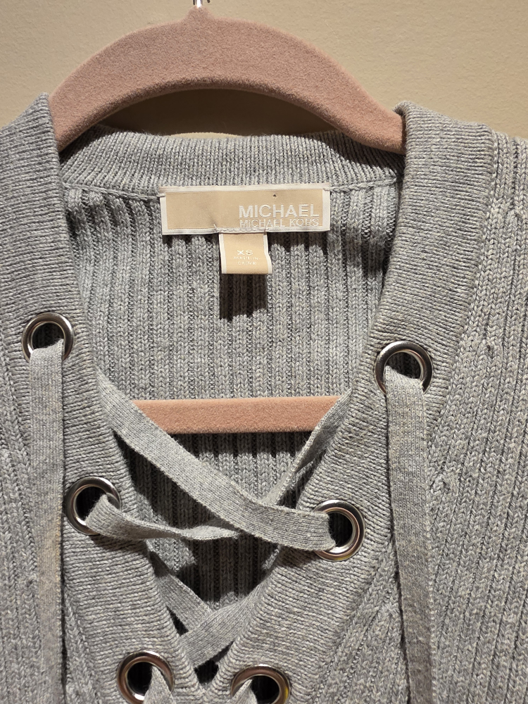 Michael Kors Grey Lace-Up Sweater - photo 2