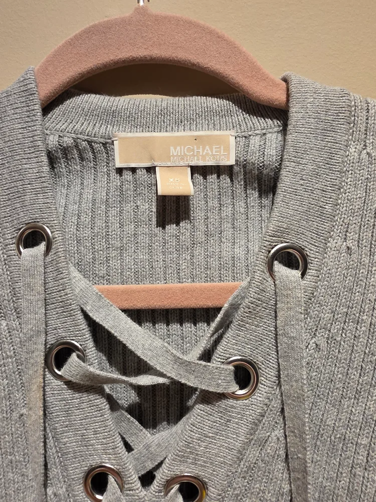 Michael Kors Grey Lace-Up Sweater image indicator(2)