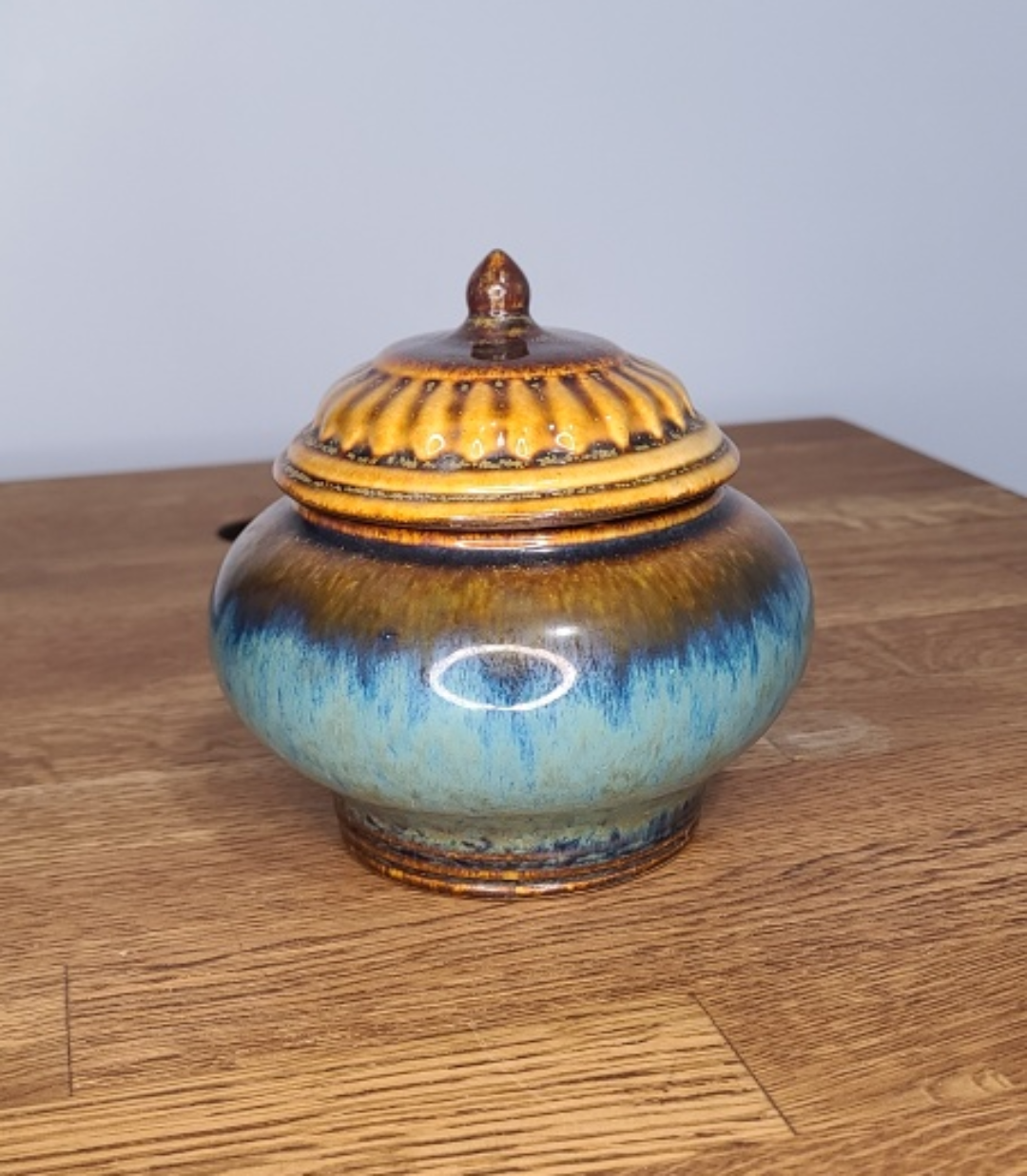 Ceramic Lidded Jar - Blue & Brown - photo 2