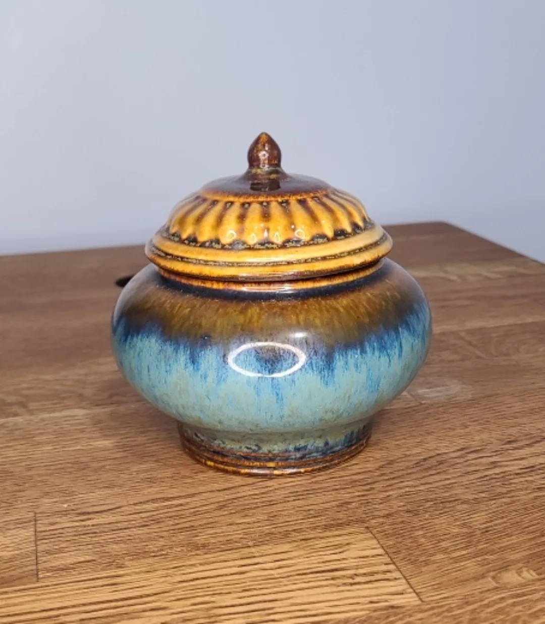 Ceramic Lidded Jar - Blue & Brown image indicator(2)