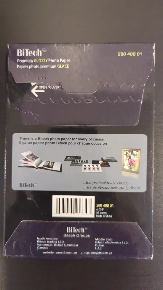 BiTech Premium GLOSSY Photo Paper 4"x6" 50 sheets OBO image indicator(2)