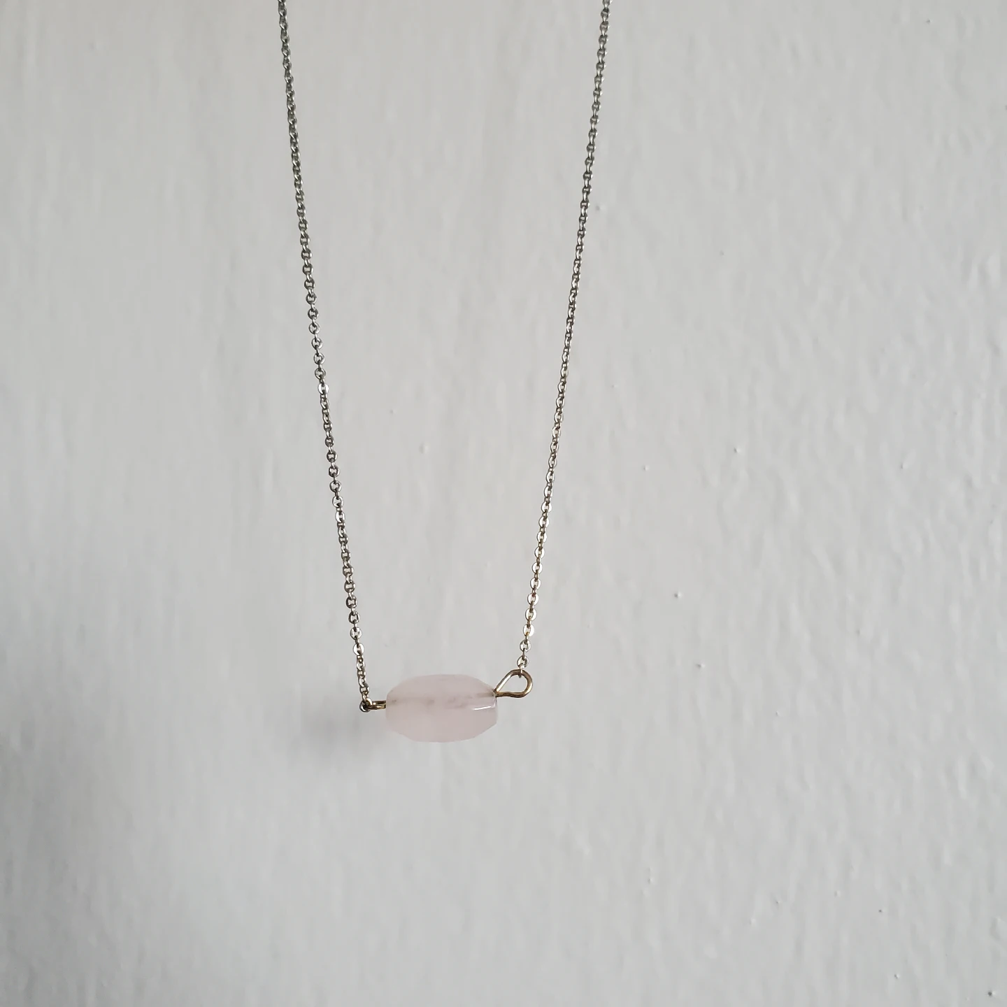 Silver Necklace with Pink Stone