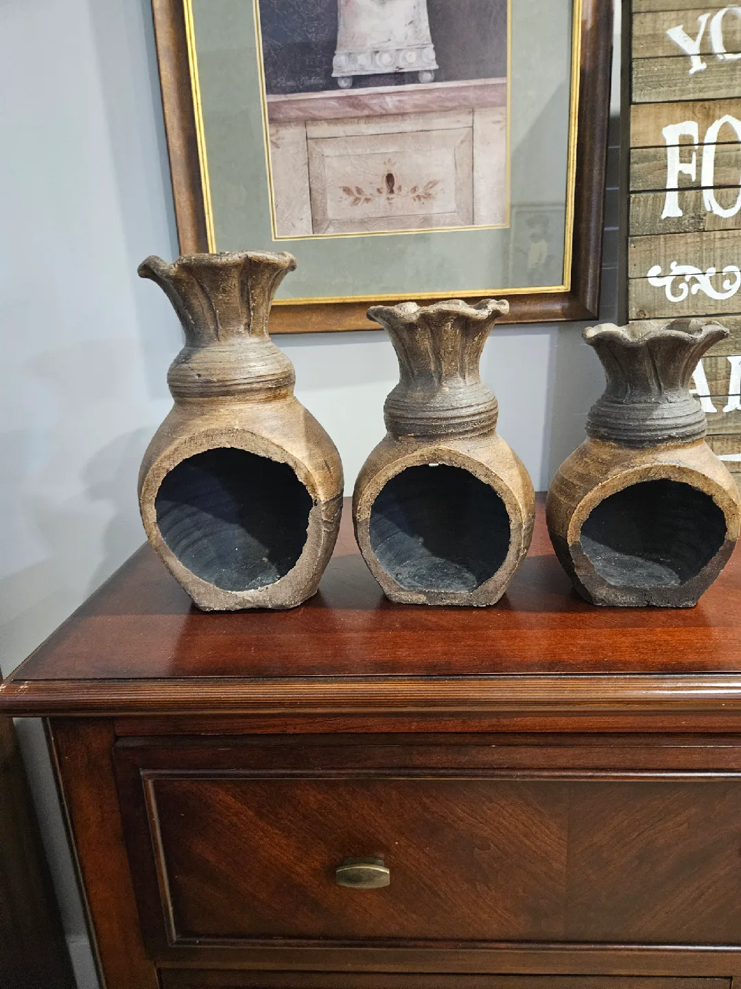 3 Decorative Brown Ceramic Vases image indicator(2)