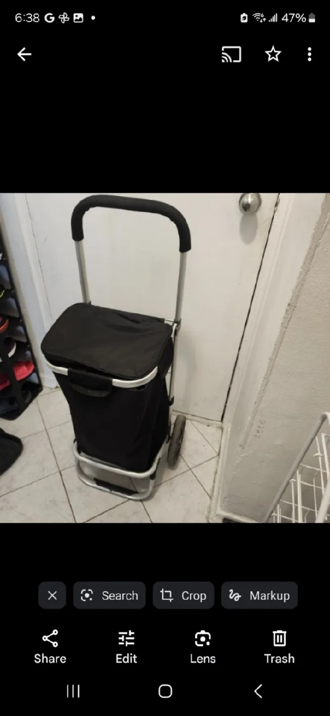 Black Shopping Cart with Wheels thumbnail