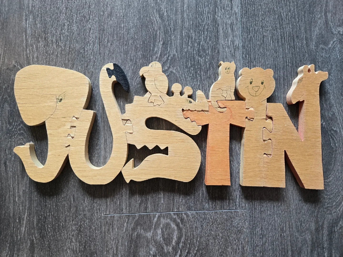Personalized Wooden Name Puzzle - Justin thumbnail