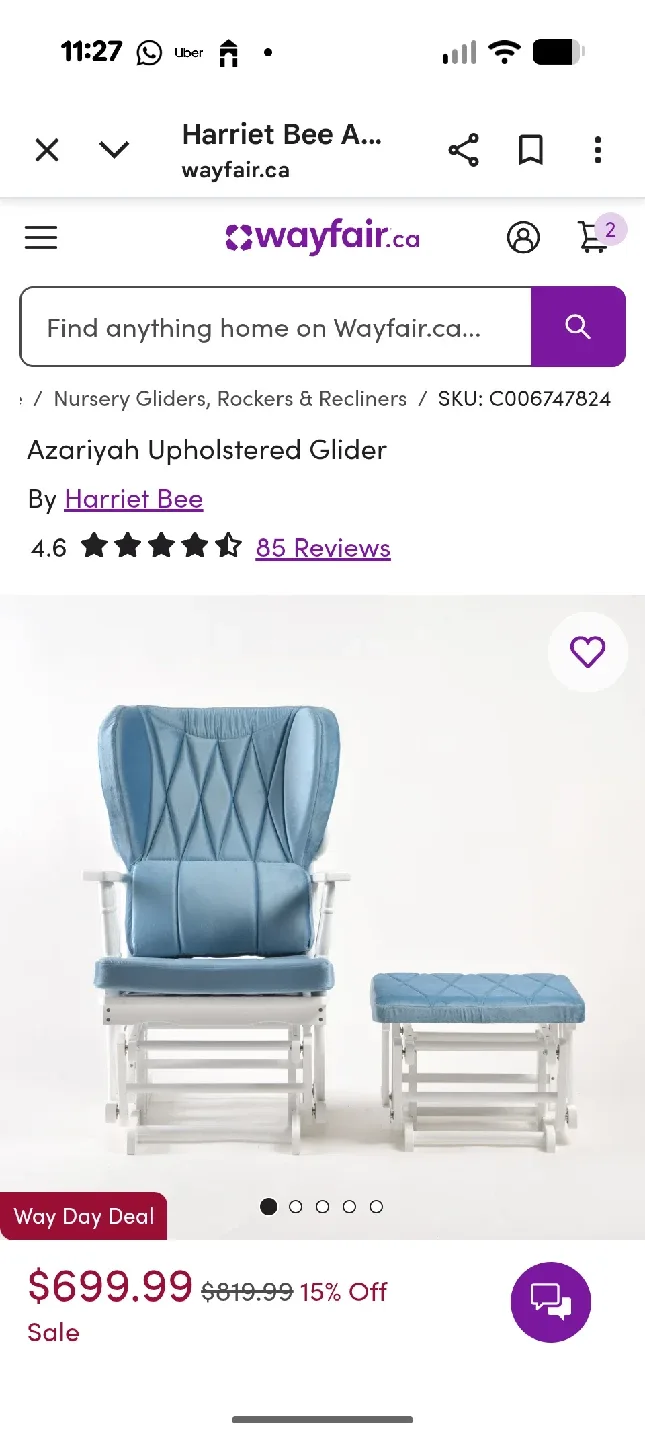 Isabelle & Max Goslinga Glider and Ottoman - Blue/White image indicator(5)