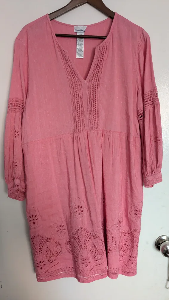 Tommy Bahama Pink Linen Blend Dress - Size L thumbnail